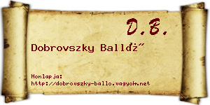 Dobrovszky Balló névjegykártya